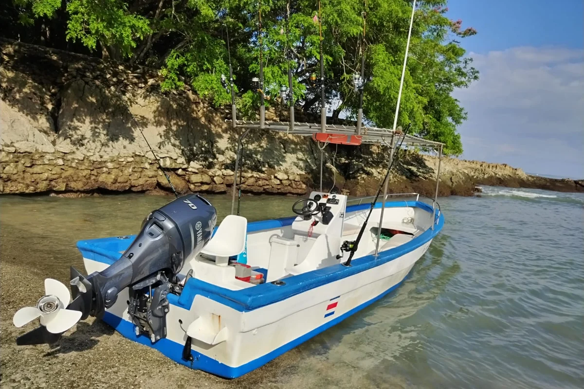 The boat pulled up on the sand at the end of the day