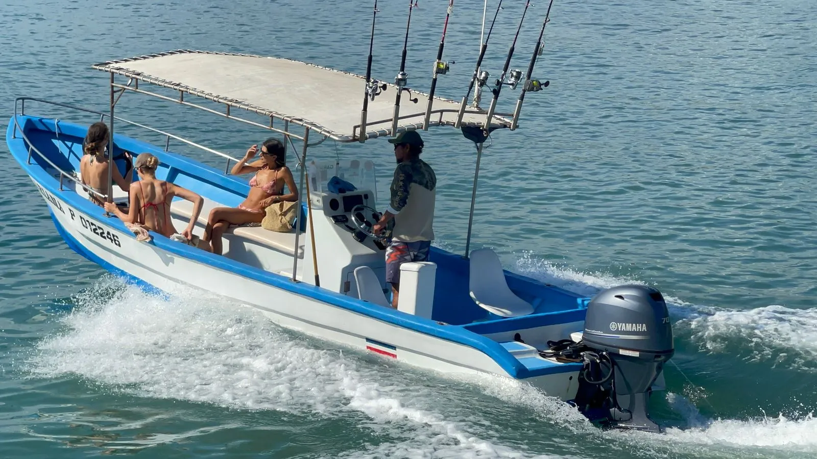 Guests and crew heading out from Santa Teresa on a fishing trip